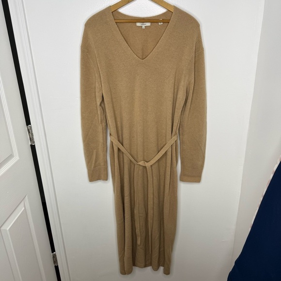 VINCE Wool and Cashmere Belted Sweater Midi Dress - Picture 3 of 9
